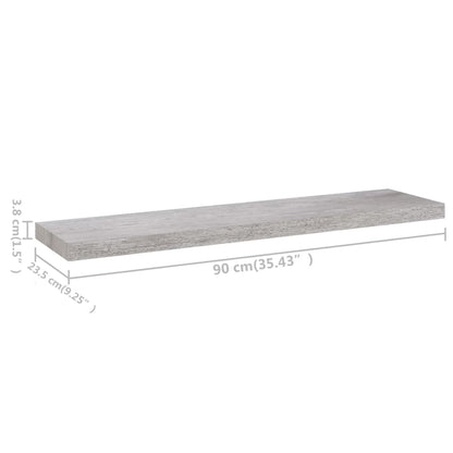 Wandschappen Zwevend 90X3,5X3,8 Cm Mdf Betongrijs 2 90 x 23.5 x 3.8 cm