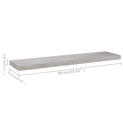 Wandschappen Zwevend 90X23,5X3,8 Cm Mdf Betongrijs 4 90 x 23.5 x 3.8 cm