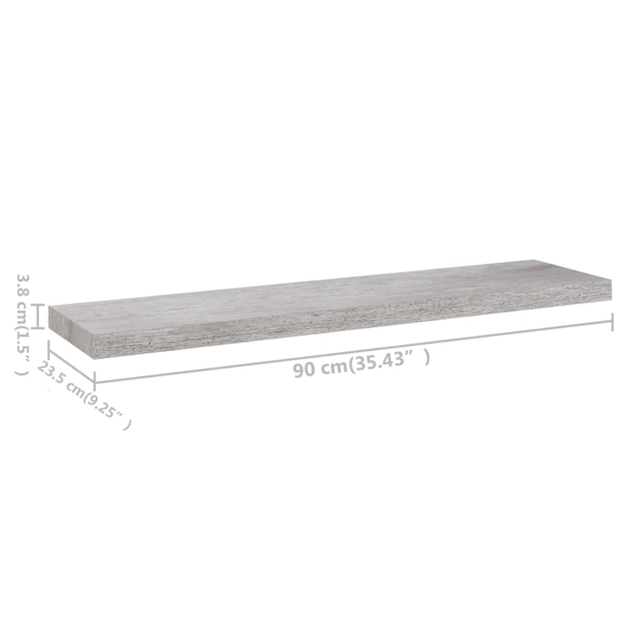 Wandschappen Zwevend 90X23,5X3,8 Cm Mdf Betongrijs 4 90 x 23.5 x 3.8 cm