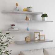 Wall shelves floating 4 pcs 90x23.5x3.8 cm MDF concrete gray