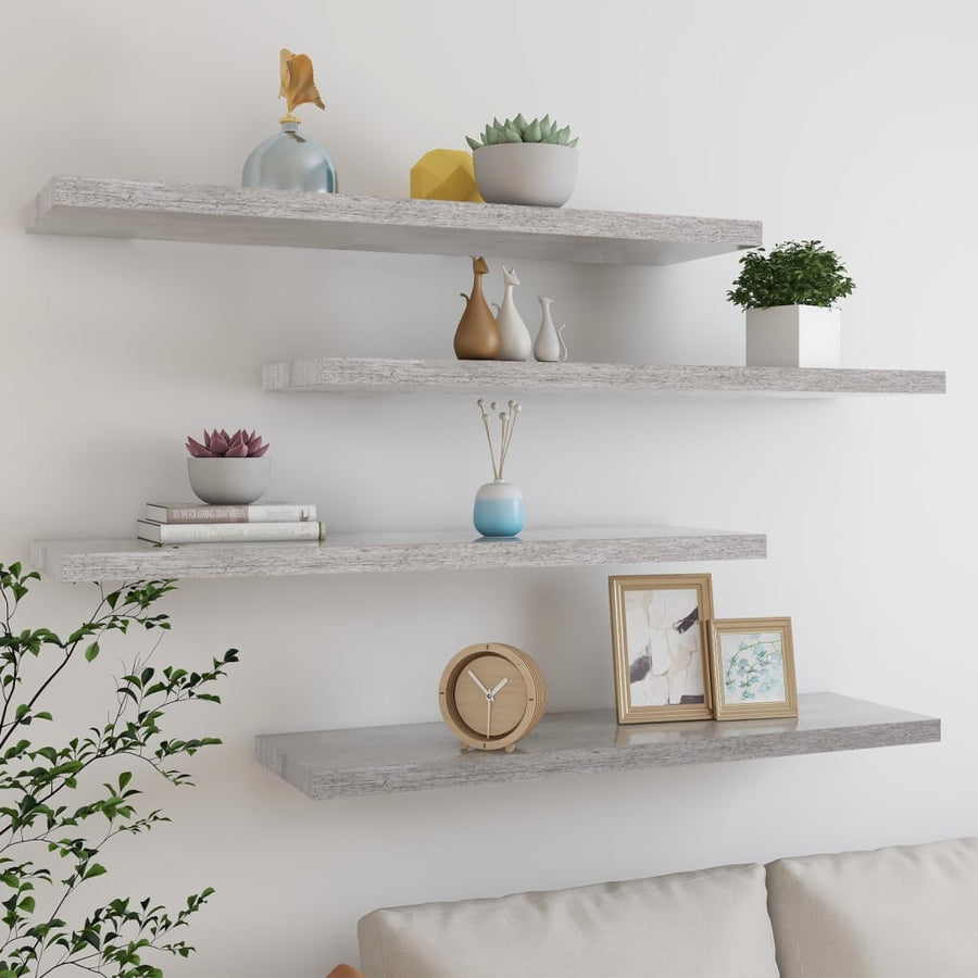 Wandschappen Zwevend 90X23,5X3,8 Cm Mdf Betongrijs 4 90 x 23.5 x 3.8 cm