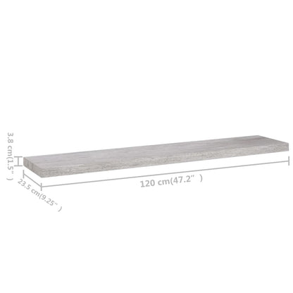 Wandschappen Zwevend 120X23,5X3,8 Cm Mdf Betongrijs 4 120 x 23.5 x 3.8 cm