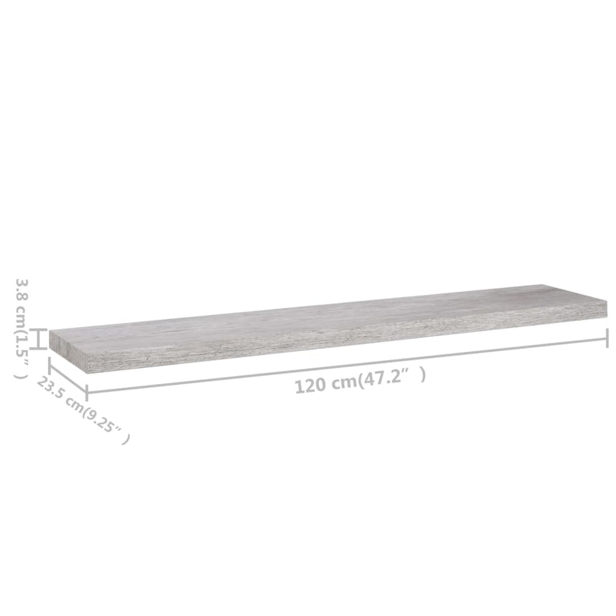 Wandschappen Zwevend 120X23,5X3,8 Cm Mdf Betongrijs 4 120 x 23.5 x 3.8 cm