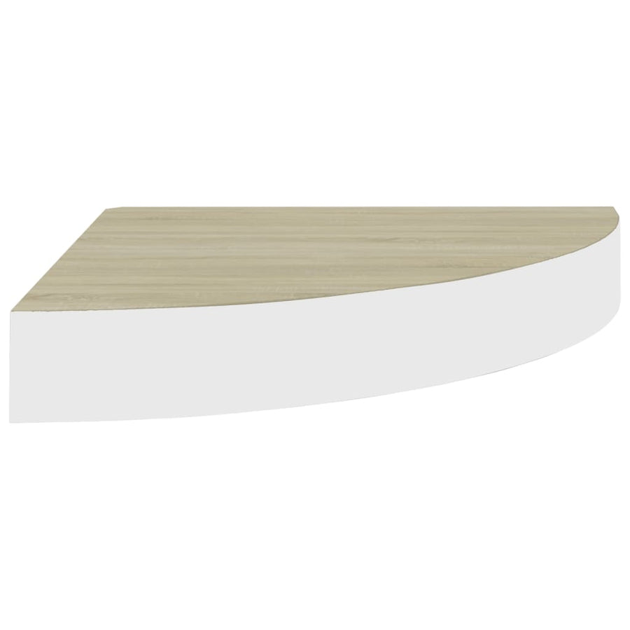 Hoekwandschappen 5X5X3,8 Cm Mdf Kleurig En 2 25 x 25 x 3.8 cm Eiken en wit