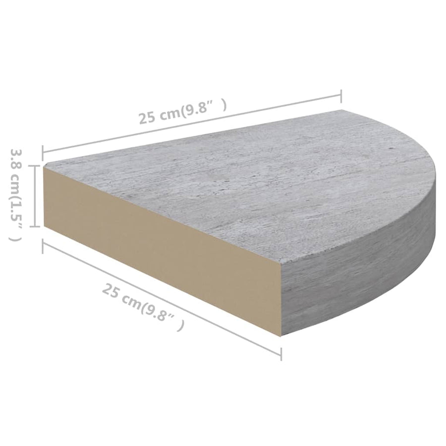 Hoekwandschap 25X25X3,8 Cm Mdf 1 25 x 25 x 3.8 cm Betongrijs