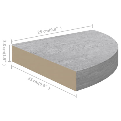 Hoekwandschappen 25X25X3,8 Cm Mdf 4 25 x 25 x 3.8 cm Betongrijs