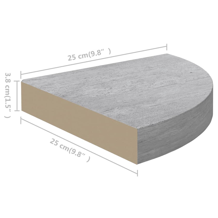 Hoekwandschappen 25X25X3,8 Cm Mdf 4 25 x 25 x 3.8 cm Betongrijs
