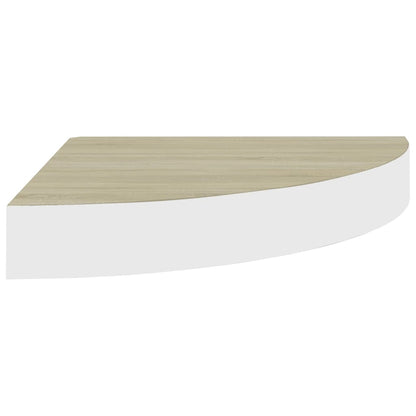 Hoekwandschap 35X35X3,8 Cm Mdf Kleurig En 1 35 x 35 x 3.8 cm Eiken en wit