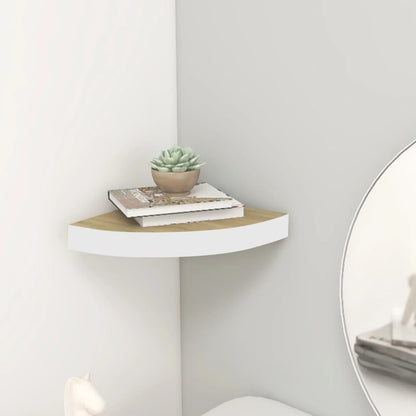 Hoekwandschap 35X35X3,8 Cm Mdf Kleurig En 1 35 x 35 x 3.8 cm Eiken en wit