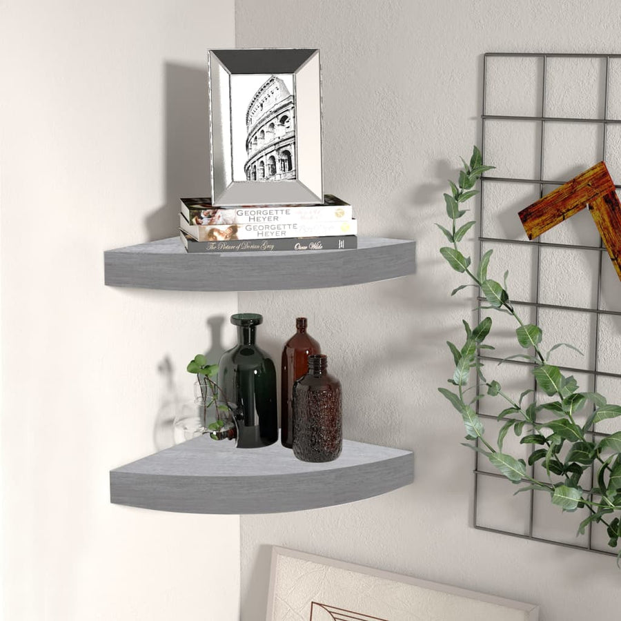 Hoekwandschappen 35X35X3,8 Cm Mdf 2 35 x 35 x 3.8 cm Betongrijs