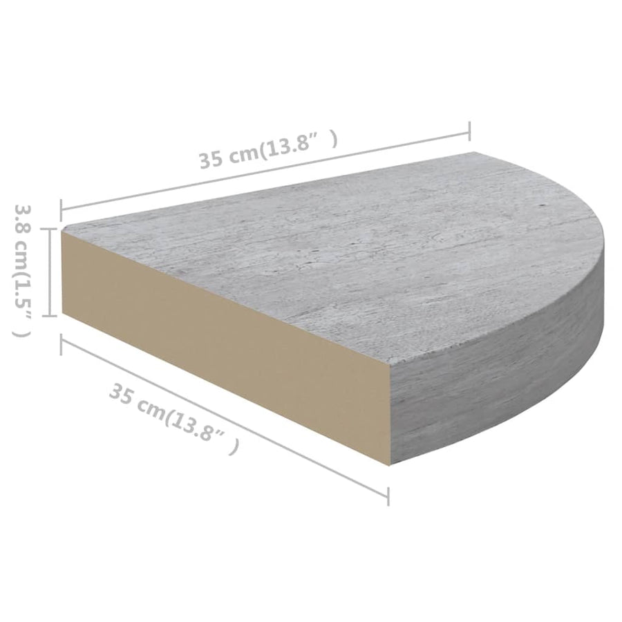 Hoekwandschappen 35X35X3,8 Cm Mdf 4 35 x 35 x 3.8 cm Betongrijs