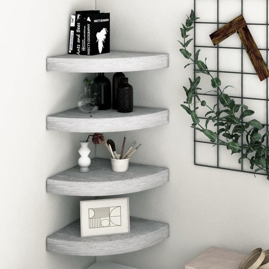 Hoekwandschappen 35X35X3,8 Cm Mdf 4 35 x 35 x 3.8 cm Betongrijs
