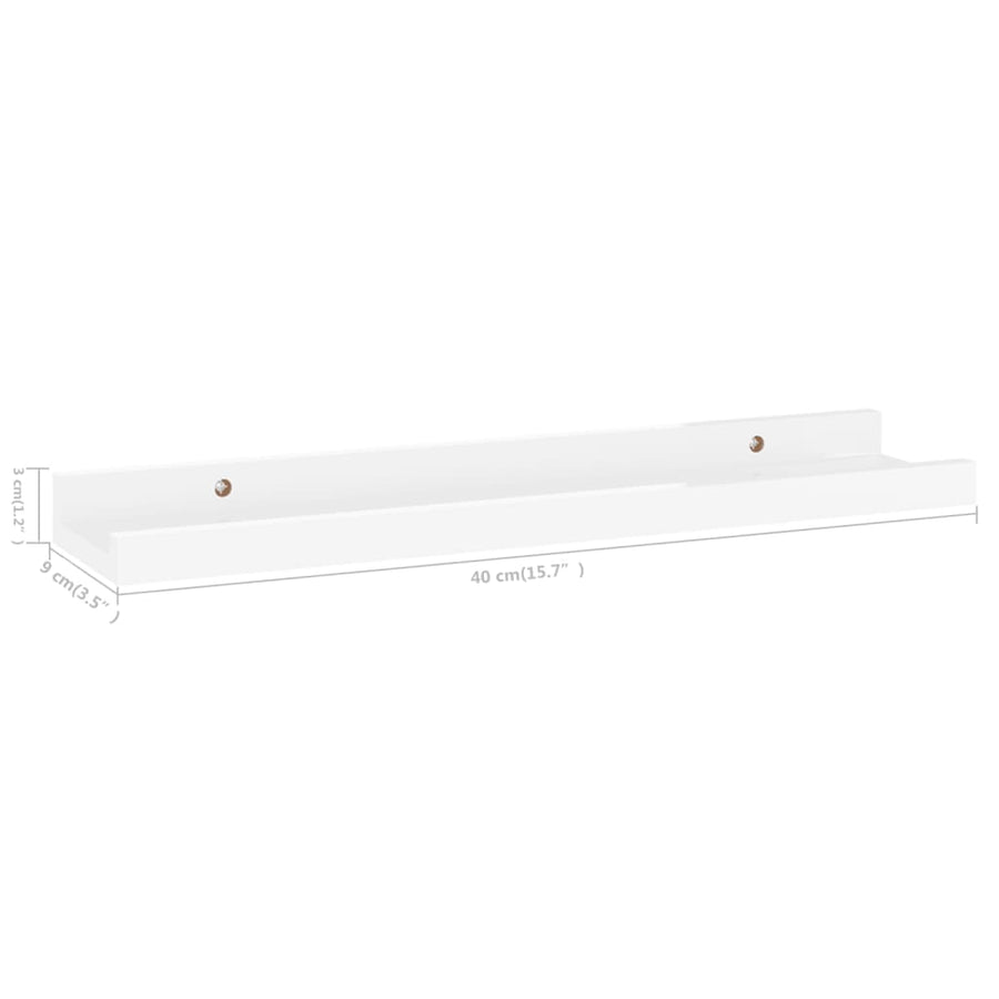 Wandschappen 2 40 x 9 x 3 cm Hoogglans wit