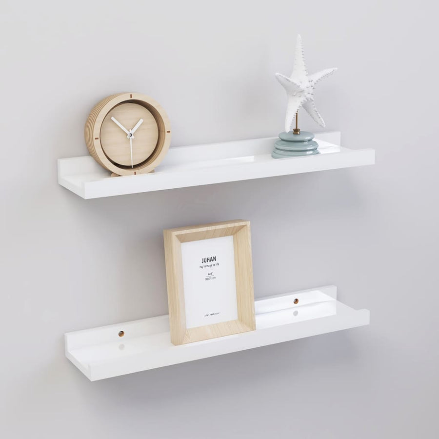 Wandschappen 2 40 x 9 x 3 cm Hoogglans wit