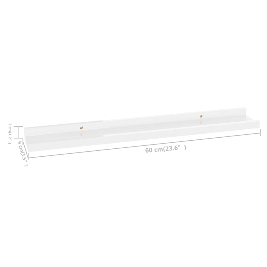 Wandschappen 2 60 x 9 x 3 cm Hoogglans wit