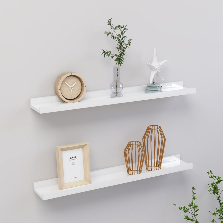 Wandschappen 2 60 x 9 x 3 cm Hoogglans wit