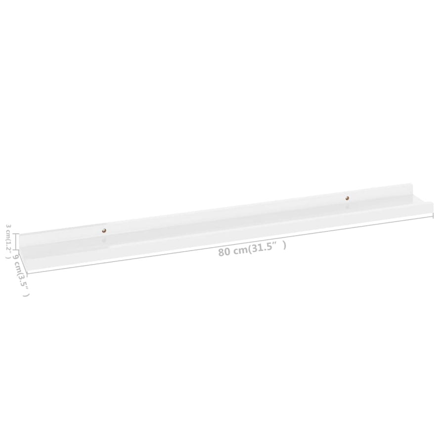 Wandschappen 2 80 x 9 x 3 cm Hoogglans wit