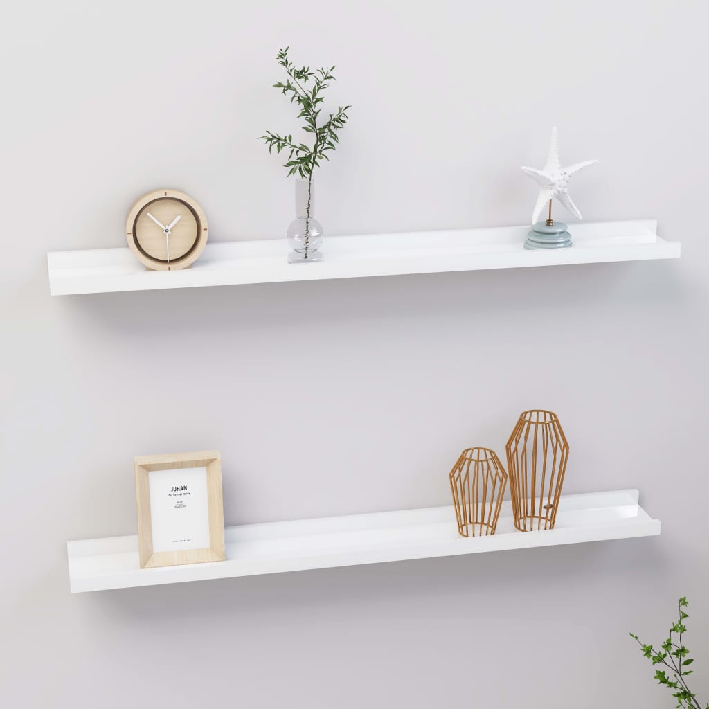 Wandschappen 2 80 x 9 x 3 cm Hoogglans wit