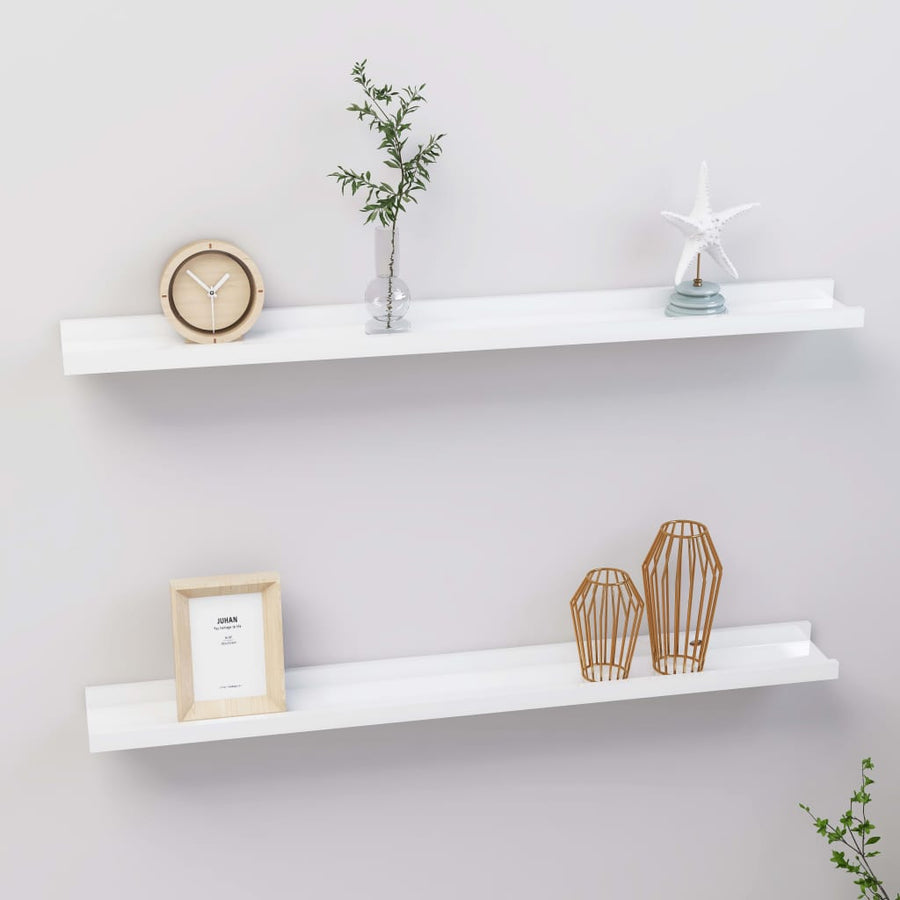 Wandschappen 2 80 x 9 x 3 cm Hoogglans wit
