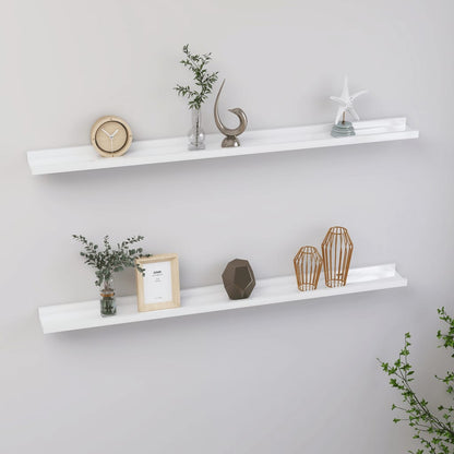 Wandschappen 2 100 x 9 x 3 cm Hoogglans wit