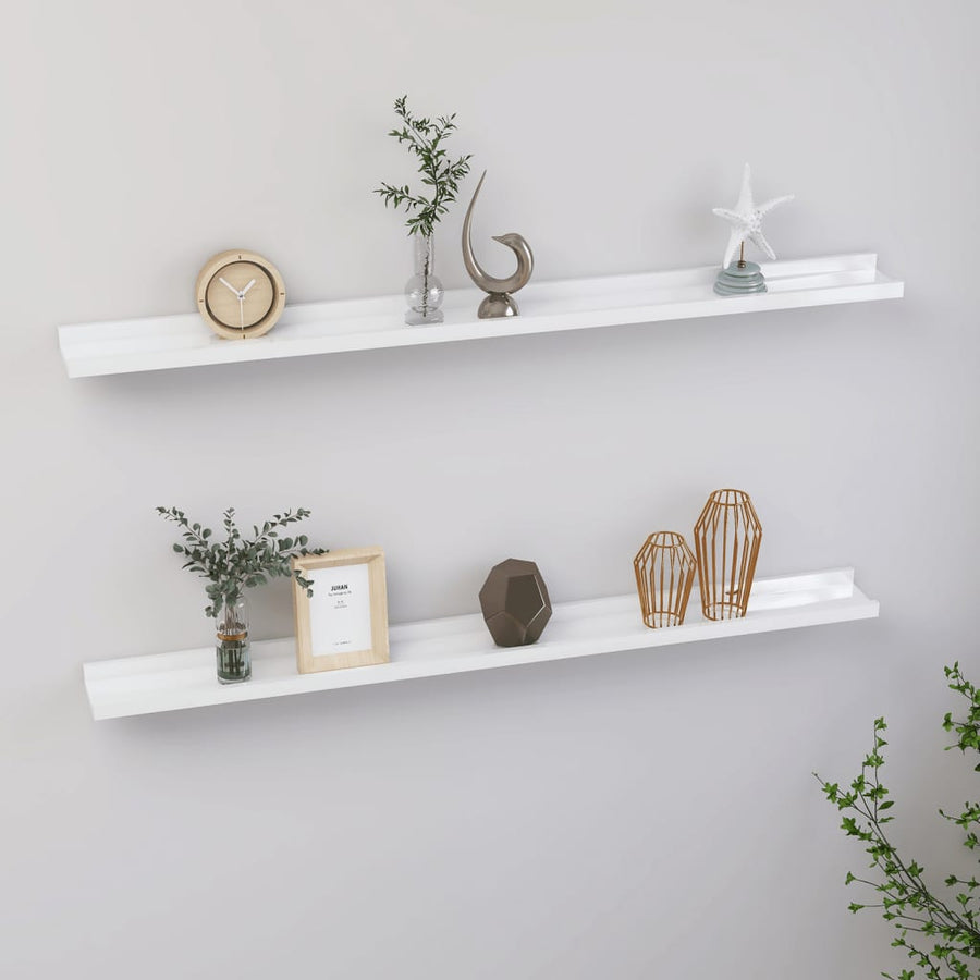 Wandschappen 2 100 x 9 x 3 cm Hoogglans wit