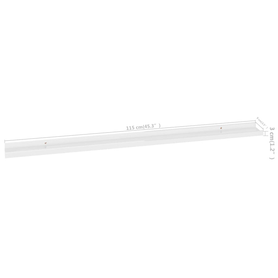 Wandschappen 2 115 x 9 x 3 cm Hoogglans wit
