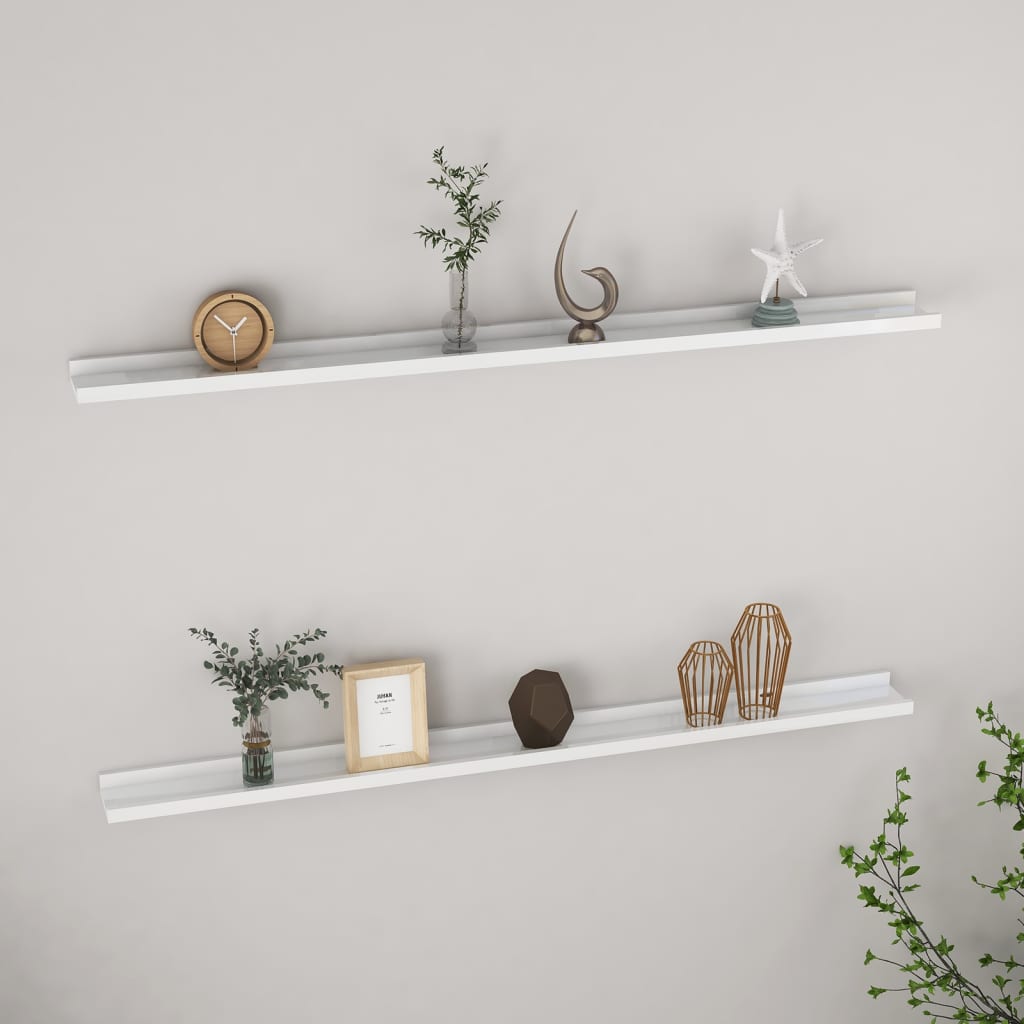 Wandschappen 2 115 x 9 x 3 cm Hoogglans wit