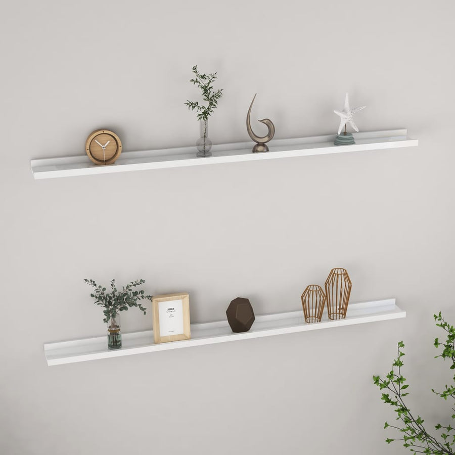 Wandschappen 2 115 x 9 x 3 cm Hoogglans wit