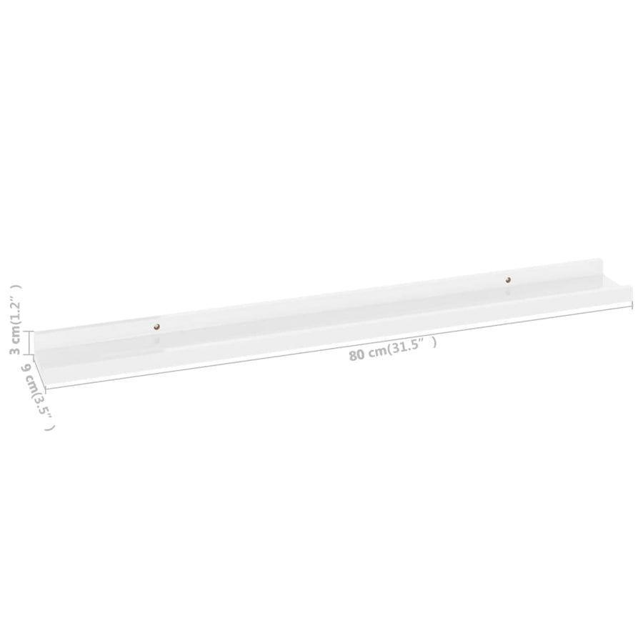 Wandschappen 4 80 x 9 x 3 cm Hoogglans wit