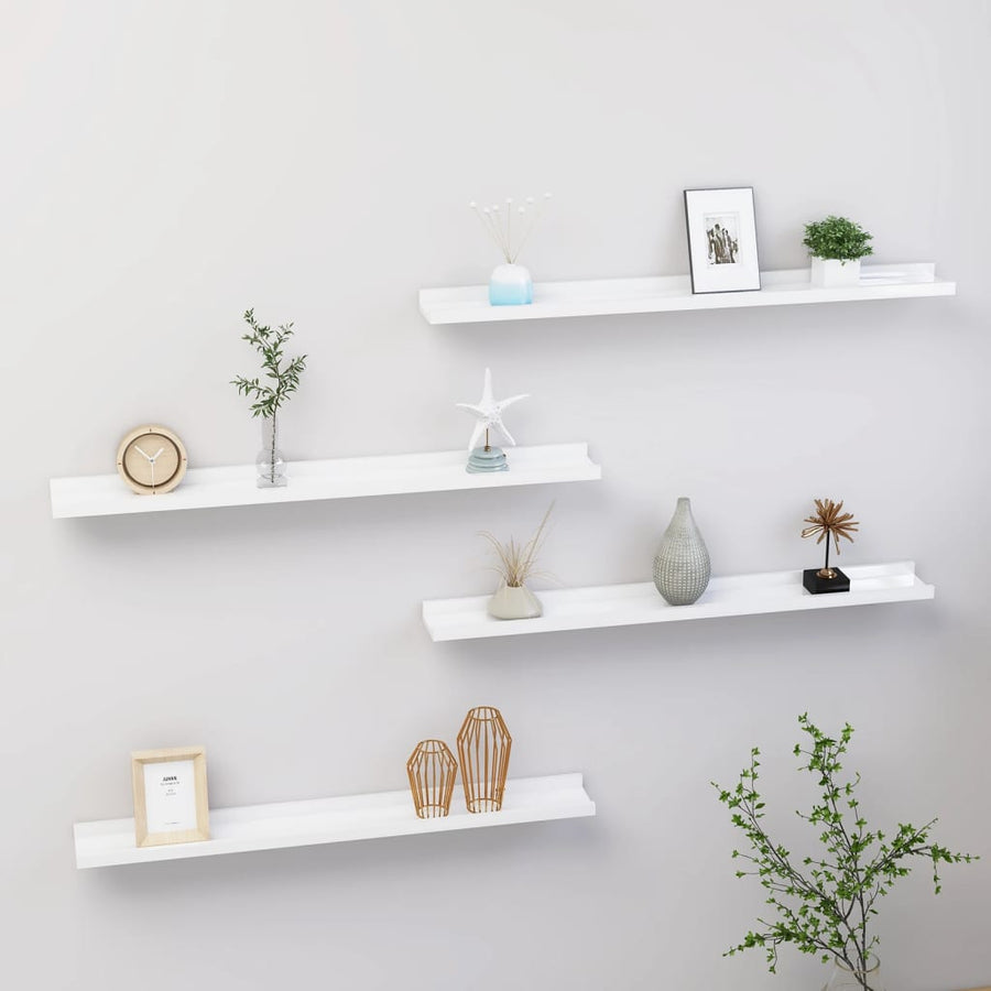 Wandschappen 4 80 x 9 x 3 cm Hoogglans wit