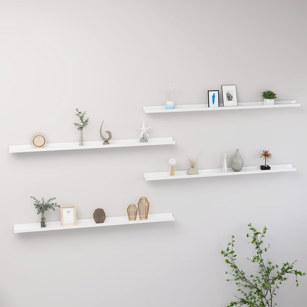 Wandschappen 4 115 x 9 x 3 cm Hoogglans wit