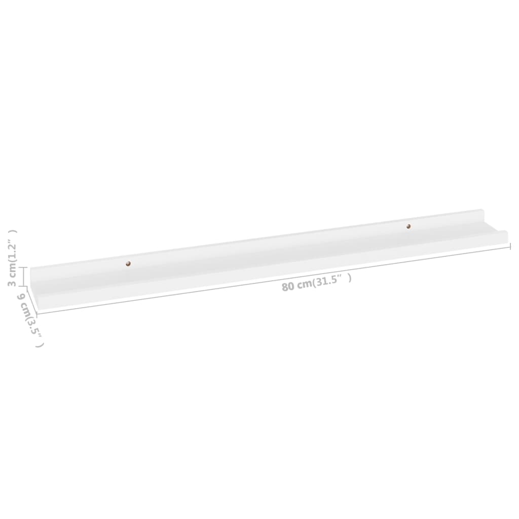 Wandschappen 4 80 x 9 x 3 cm Wit