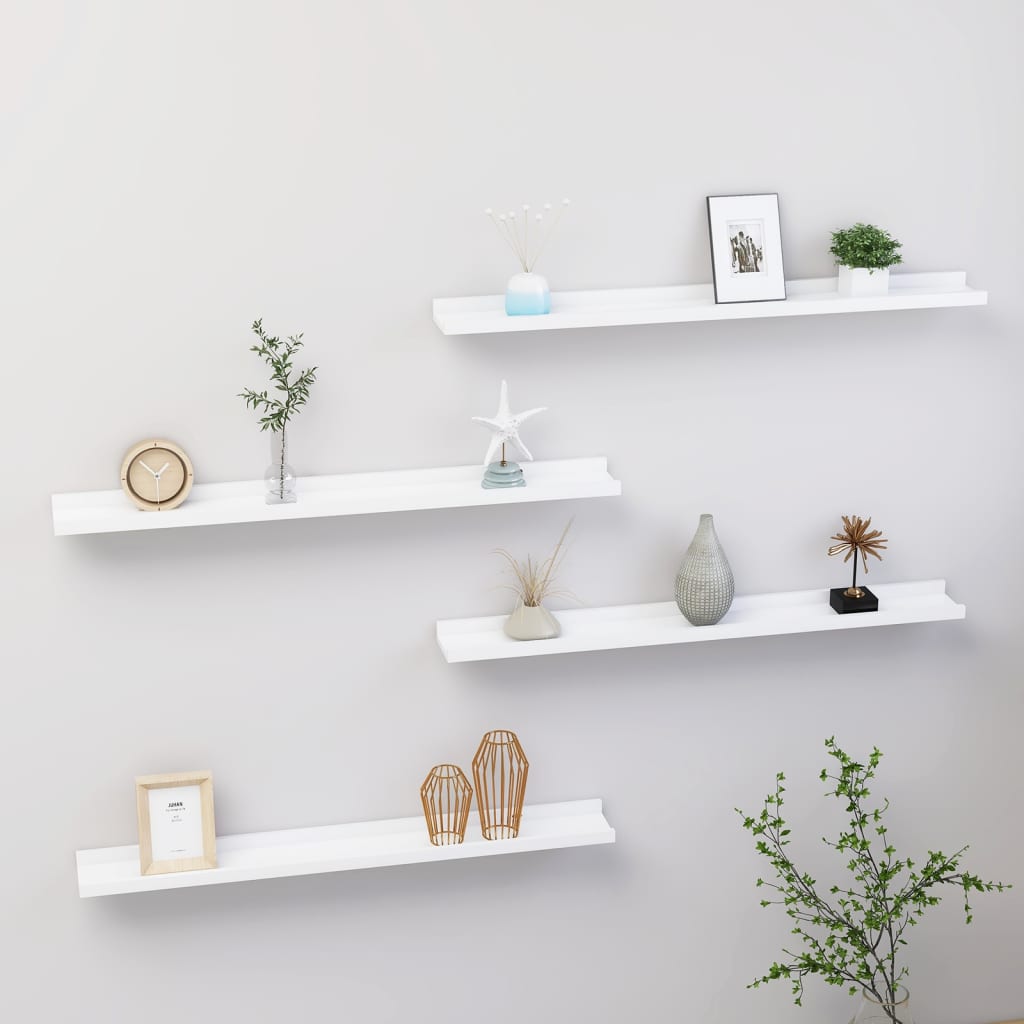 Wandschappen 4 80 x 9 x 3 cm Wit