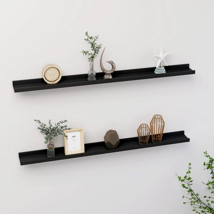 Wandschappen 2 100 x 9 x 3 cm Zwart