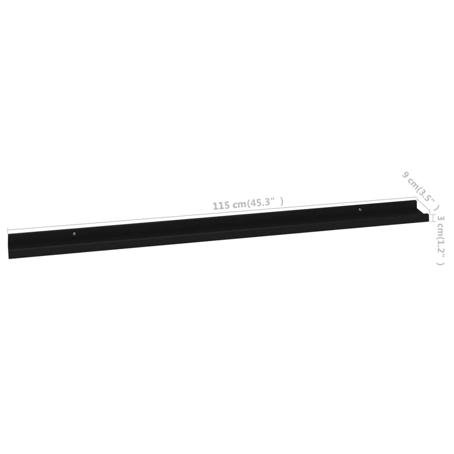 Wandschappen 2 115 x 9 x 3 cm Zwart