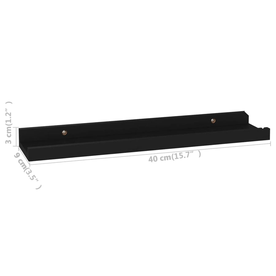 Wandschappen 4 40 x 9 x 3 cm Zwart