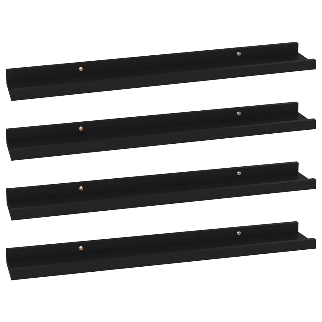 Wandschappen 4 60 x 9 x 3 cm Zwart