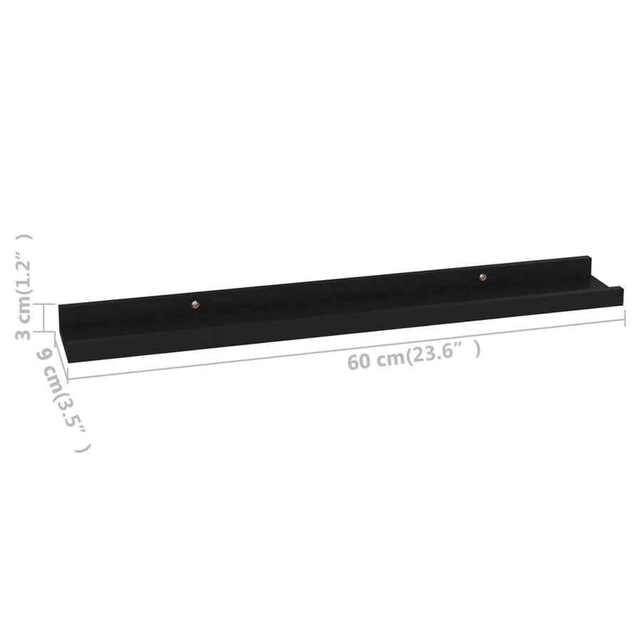 Wandschappen 4 60 x 9 x 3 cm Zwart