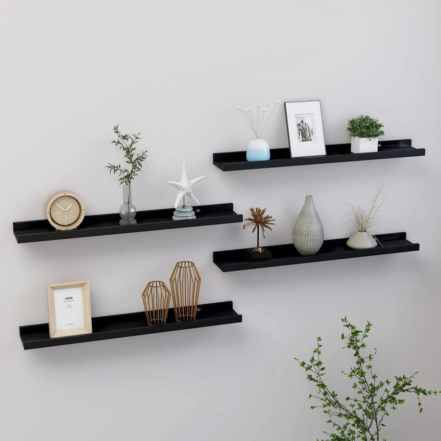 Wandschappen 4 60 x 9 x 3 cm Zwart