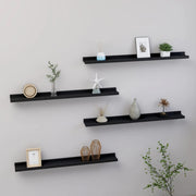 Wandplanken 4 st 80x9x3 cm zwart MDF