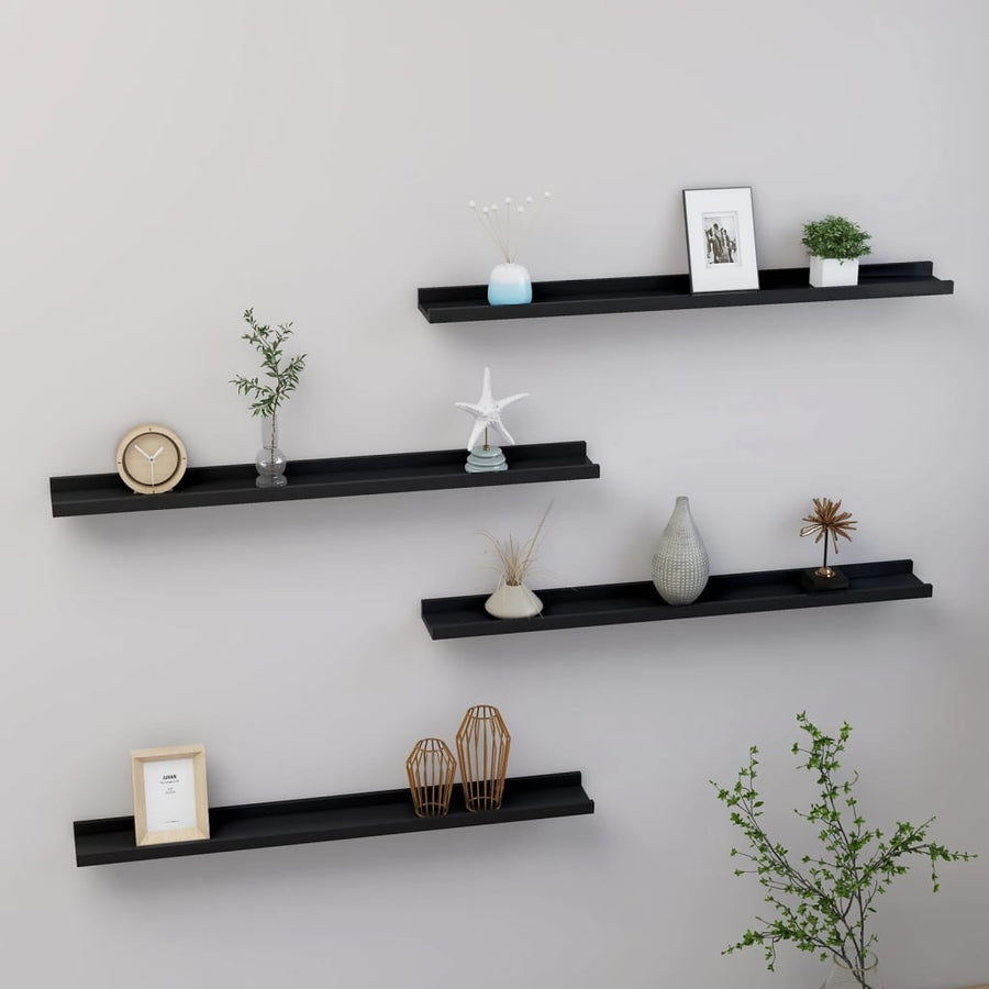 Wandschappen 4 80 x 9 x 3 cm Zwart