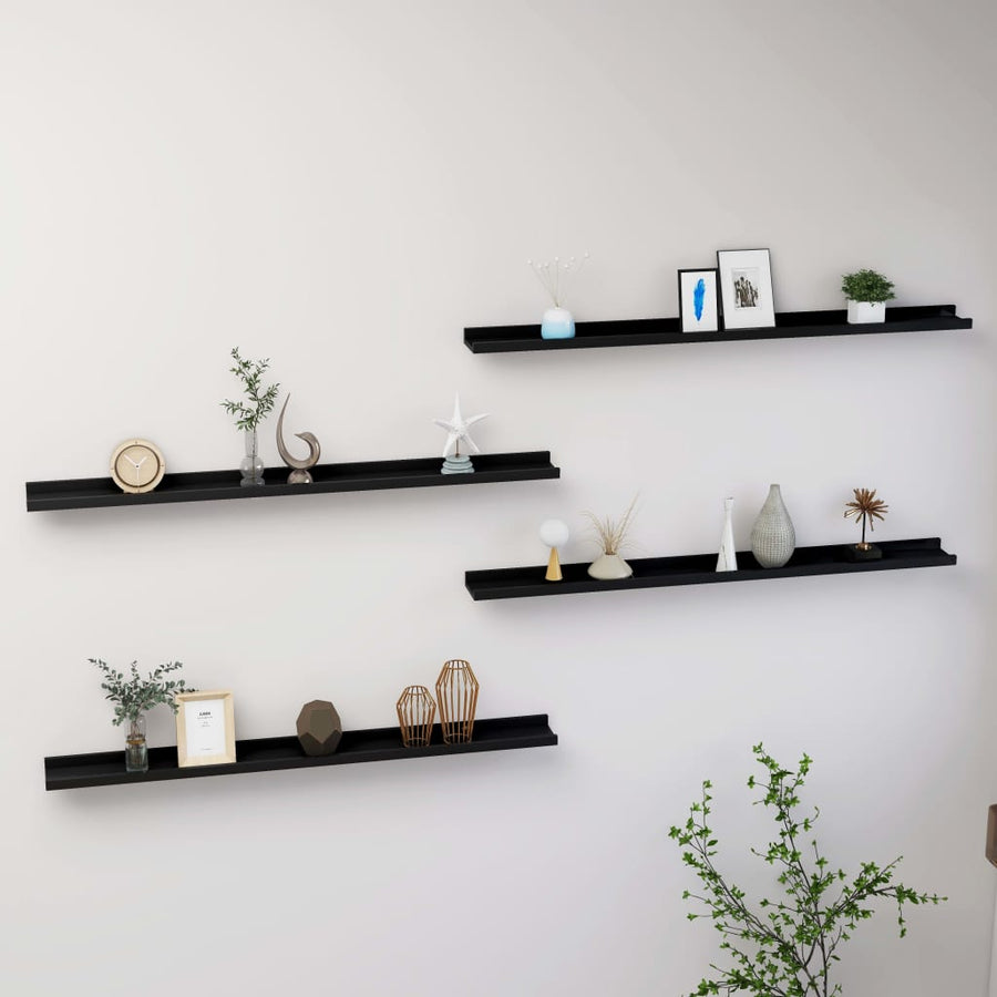 Wandschappen 4 100 x 9 x 3 cm Zwart