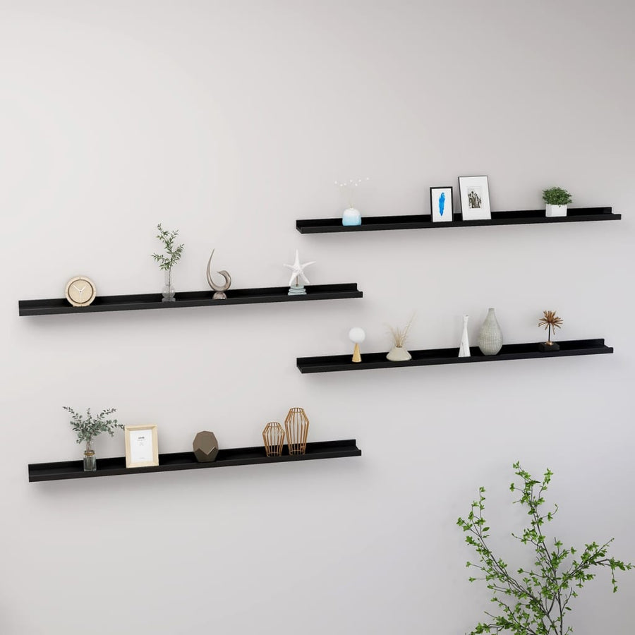 Wandschappen 4 115 x 9 x 3 cm Zwart