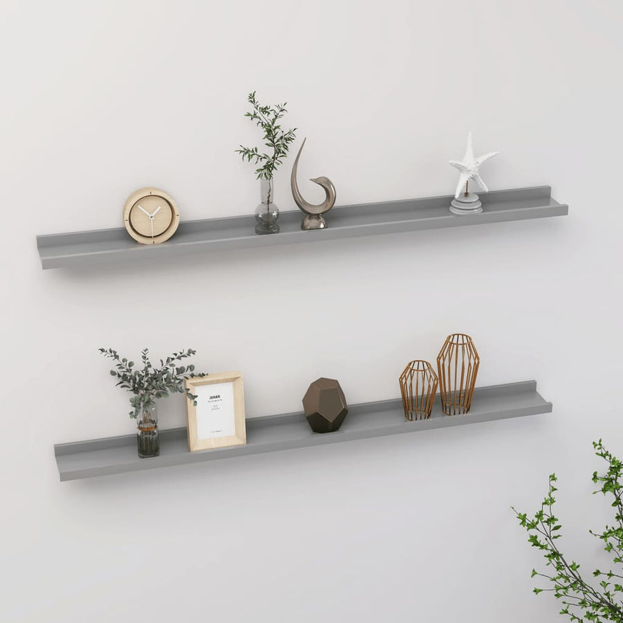 Wandschappen 2 100 x 9 x 3 cm Grijs