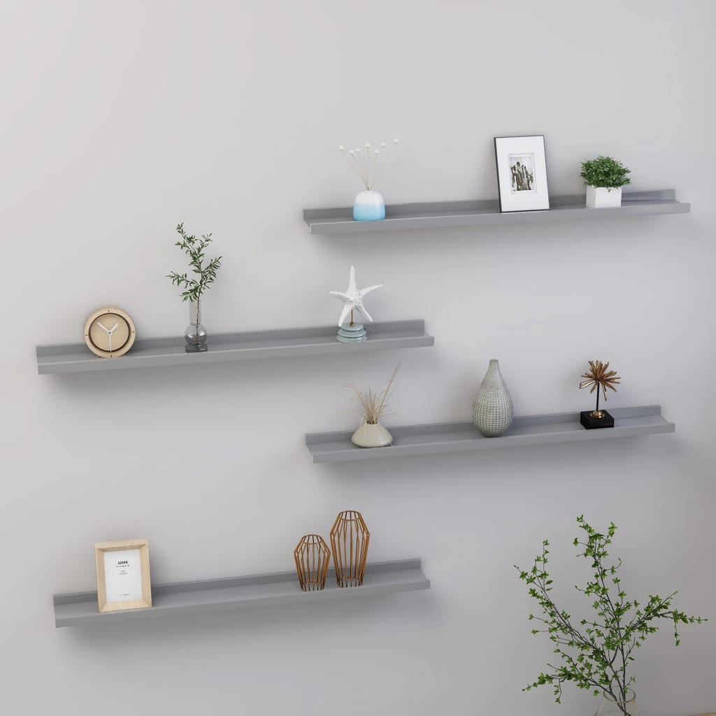 Wandschappen 4 80 x 9 x 3 cm Grijs