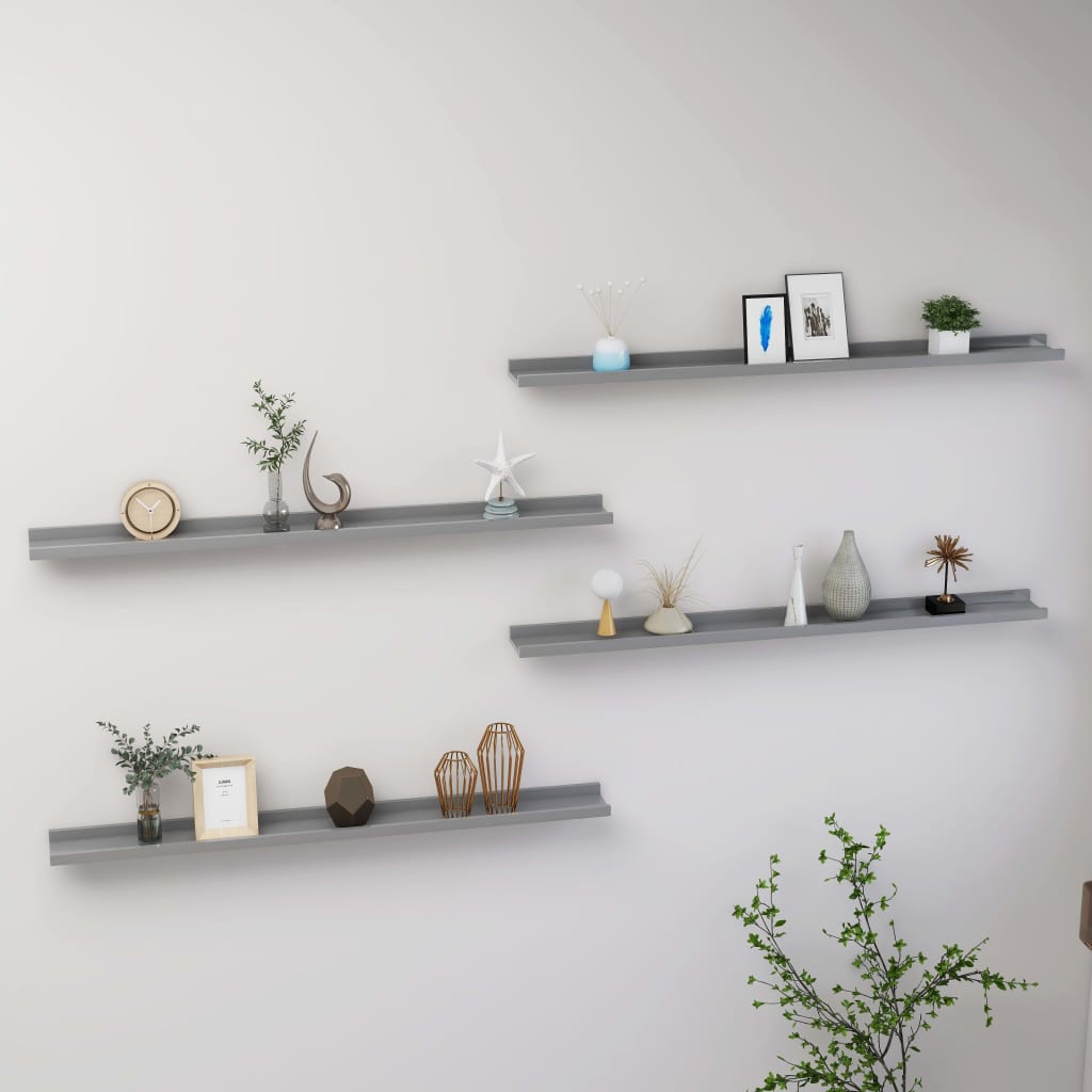 Wandschappen 4 100 x 9 x 3 cm Grijs