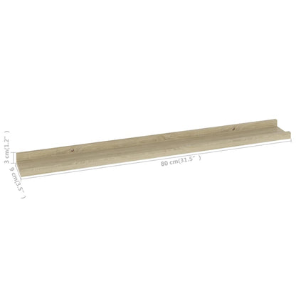 Wandschappen Kleurig 2 80 x 9 x 3 cm Sonoma eiken