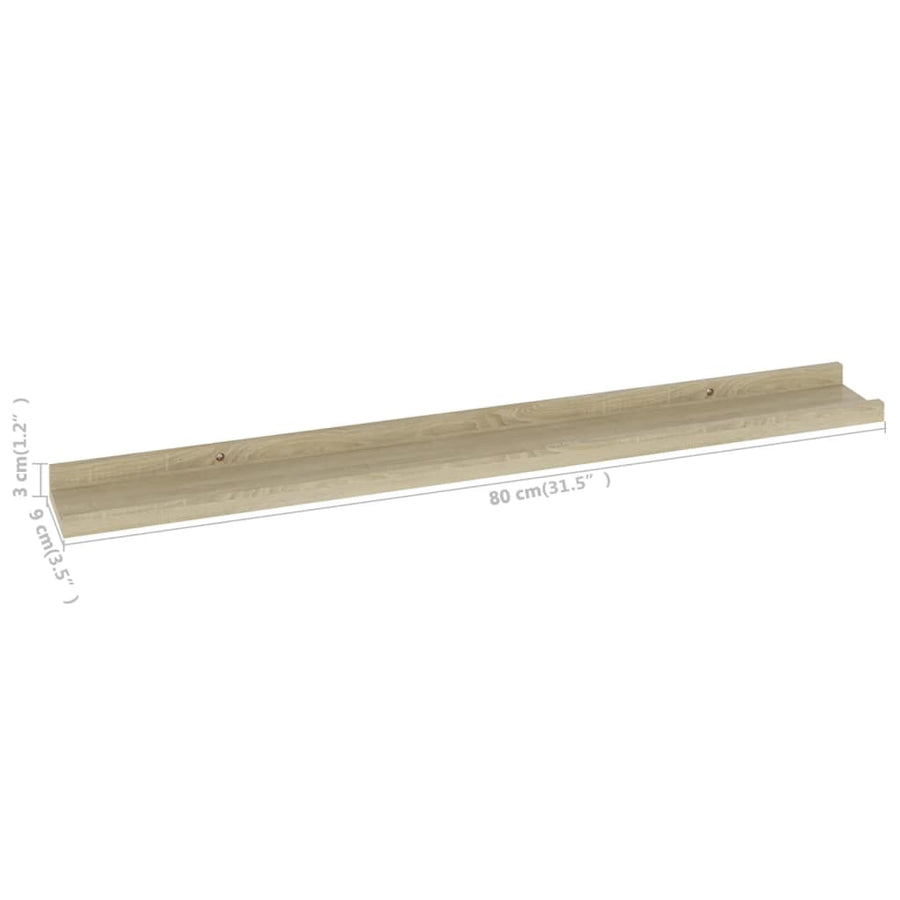 Wandschappen Kleurig 2 80 x 9 x 3 cm Sonoma eiken