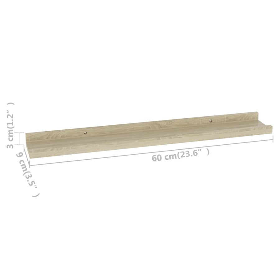 Wandschappen Kleurig 4 60 x 9 x 3 cm Sonoma eiken