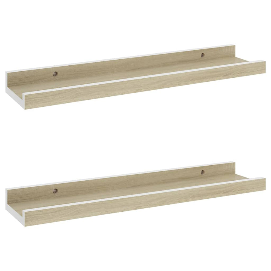 Wandschappen Kleurig 2 40 x 9 x 3 cm Wit en sonoma eiken